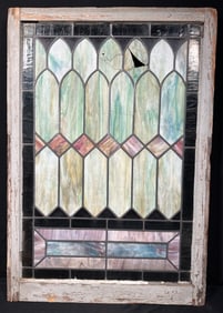 Large Leaded Stained Glass Window with Frame