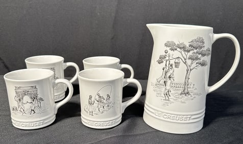 Le Creuset Pitcher and Four Mugs