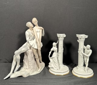 Lladro Ballet Figures + Romeo and Juliet Candlesticks