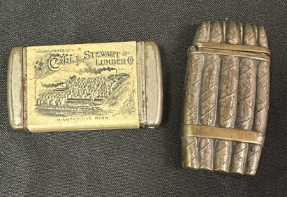 Two Match Safes Advertising and Cigar Bundle Shape