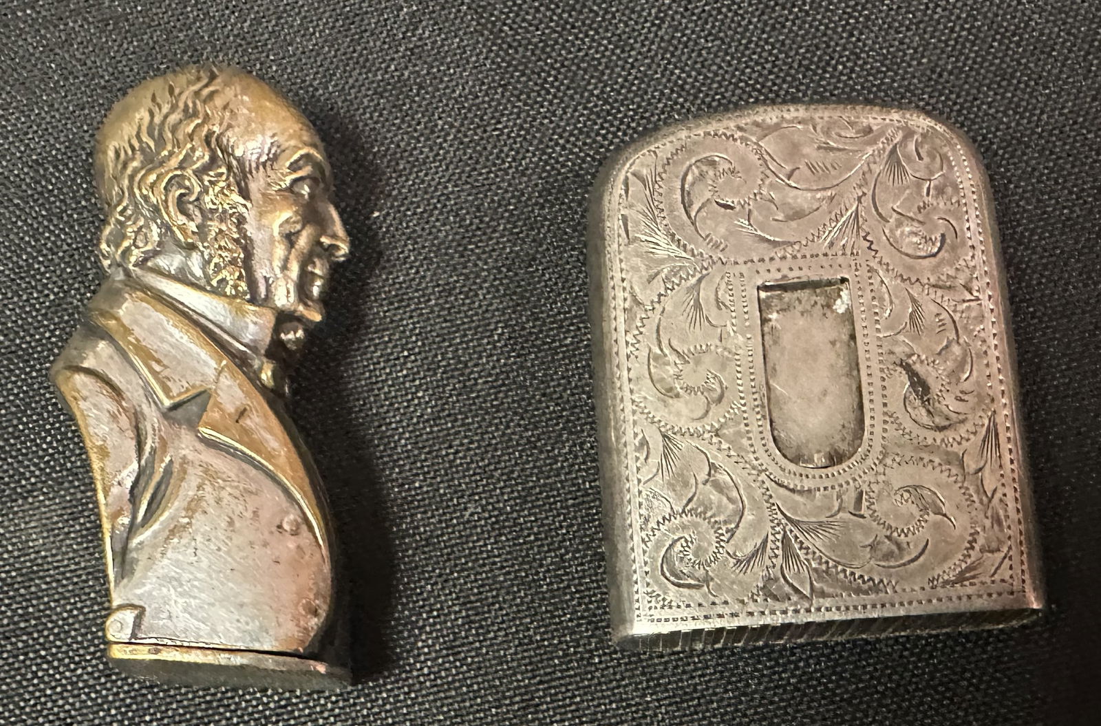Two Match Safes Figural Sir William Gladstone and Neehaws Patent Bottom Door (1 of 9)