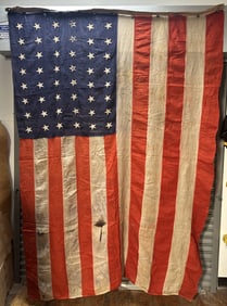 Vintage 48 Star Flag (Worn) 69 Inches x 106 Inches