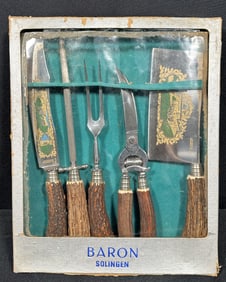 Vintage Jacob and Co Antler 5 Piece Carving Set