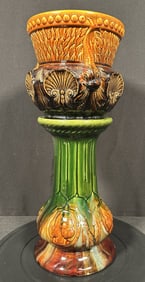 Vintage Majolica Jardeniere on Stand