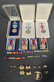 Collection of Boxed and Loose Medals, Ribbons and Pins