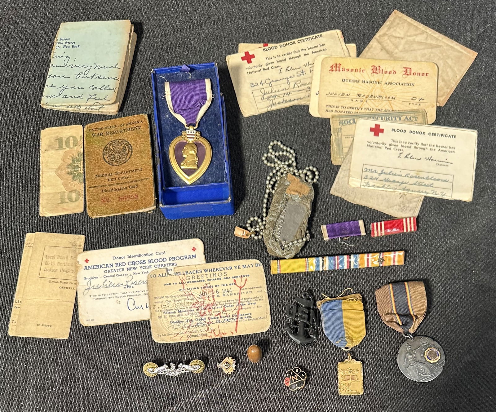 WWII Navy Sailor's Archive Including Purple Heart (1 of 17)