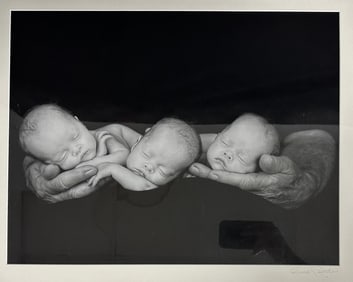 Anne Geddes Jack Holding Triplets Photograph 1 of 25