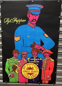 Vintage Beatles Poster Sgt Pepper Blacklight 35 Inches by 24 Inches 1968