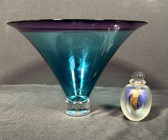 Baldwin and Goggisburg Nonfoux Glass Vase and Glass Paperweight