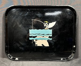 1930s Machine Age Micarta Tray Funky Fishing Design