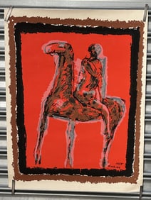Marino Marini LE CHEVALIER 1955 Plate Signed Lithograph Horse Rider