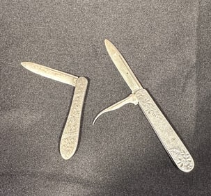 Old US Coin Silver Pocket/Fruit Knives + Sterling Knife 2