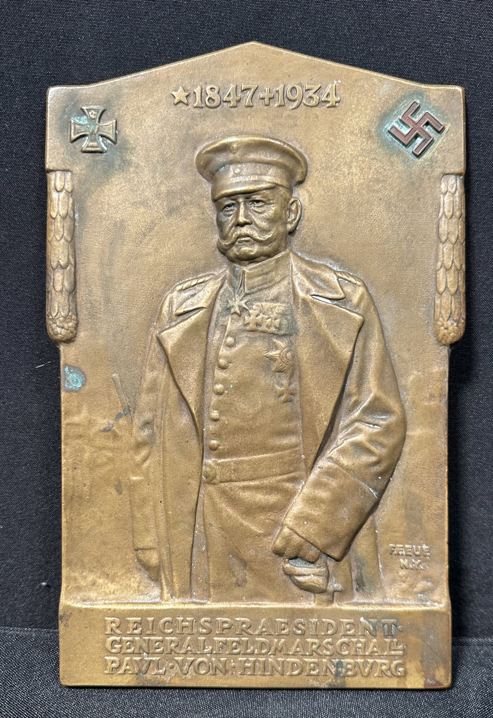 Paul Von Hindenburg Plaque President of Germany: Paul Von Hindenburg Plaque President of Germany Plaque of Paul Von Hindenburg, WWI officer and eventually President of Germany that helped the Nazi Party take over by appointing Hitler as Chancellor i