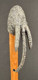 Silver Stylized Elephant Head Walking Stick