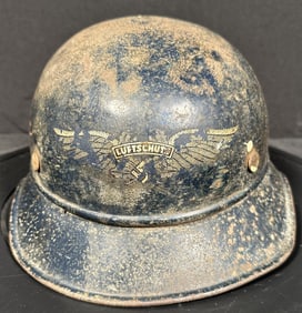 German WWII Helmet Luftschutz Air Defense Organization Beaded M38