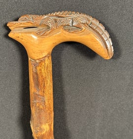 Southern Folk Art Alligator Carved Walking Stick