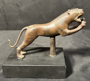 Leaping Leopard Figure Antique on Stand