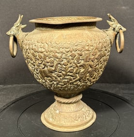 Large Decorative Brass Urn Vase