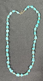 Turquoise and 14k 21 Inch Necklace