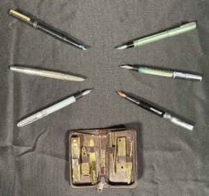 Lot of 6 Fountain Pens + Inluding Waterman, Parker
