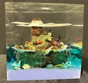 Vintage 1970s Lucite Papereight 3D Island