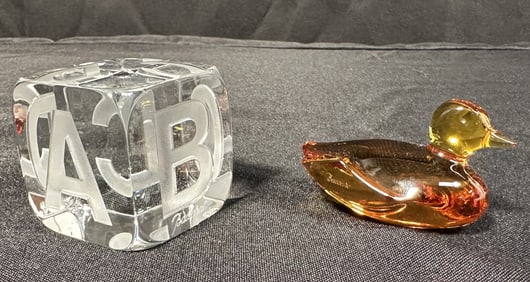 Two Baccarat Pieces Duck l'Orange & Cube
