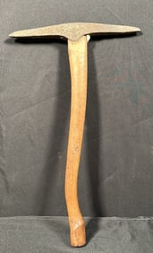 Antique Pick Axe with Carved Handle