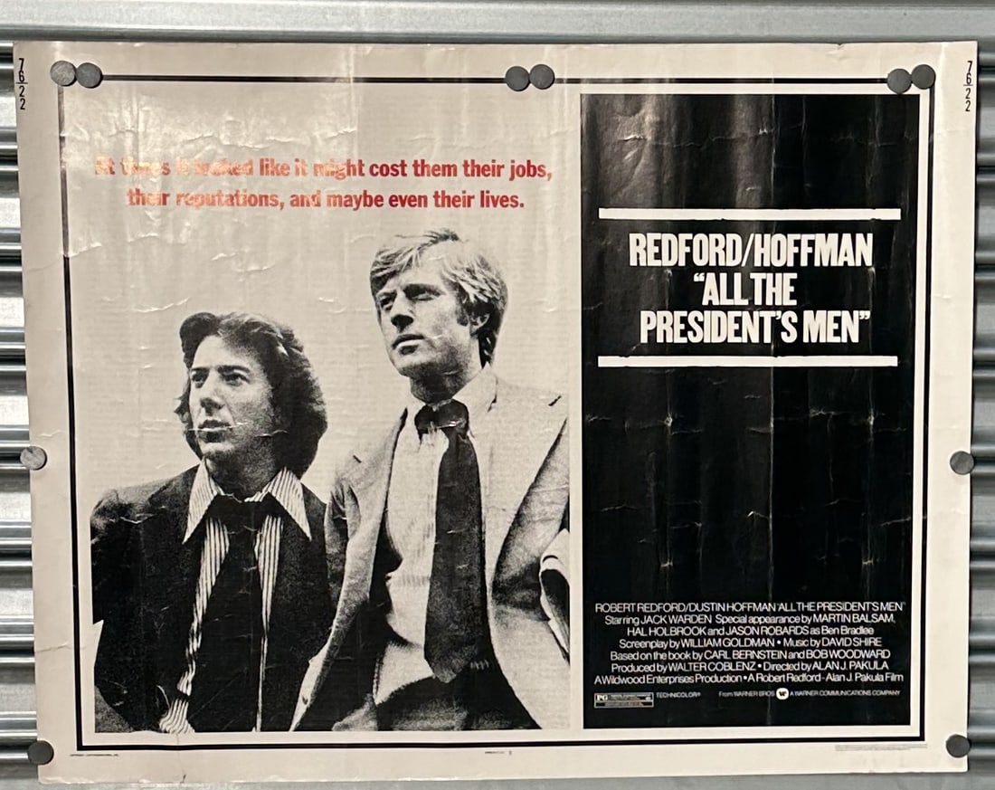 All The President's Men Original Movie Poster: All The President's Men Original Movie PosterClassic movie poster of the Robert Redford and Dustin Hoffman portrayal of the Watergate scandal. Very relevant todayFor this lot shipping can be done one