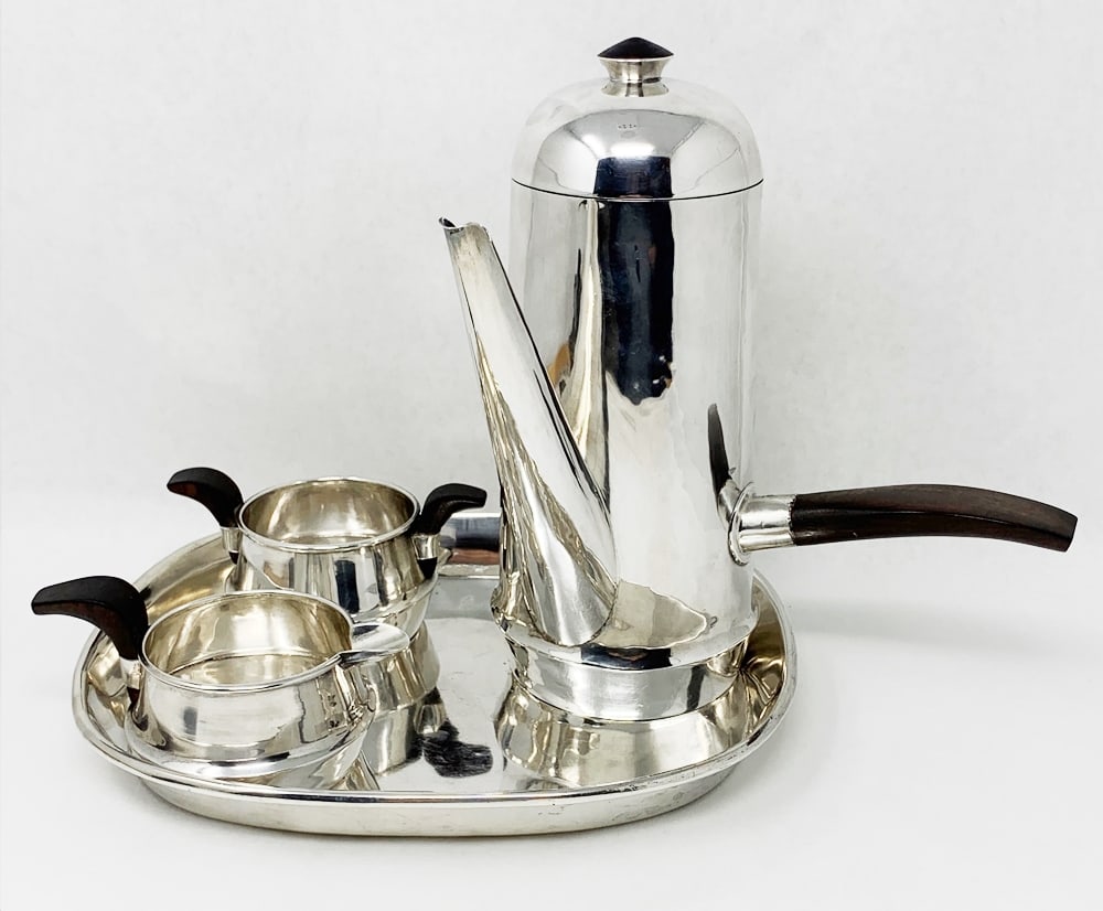 William Spratling Sterling Coffee Set 4 Pieces with all Silver Tray (1 of 18)
