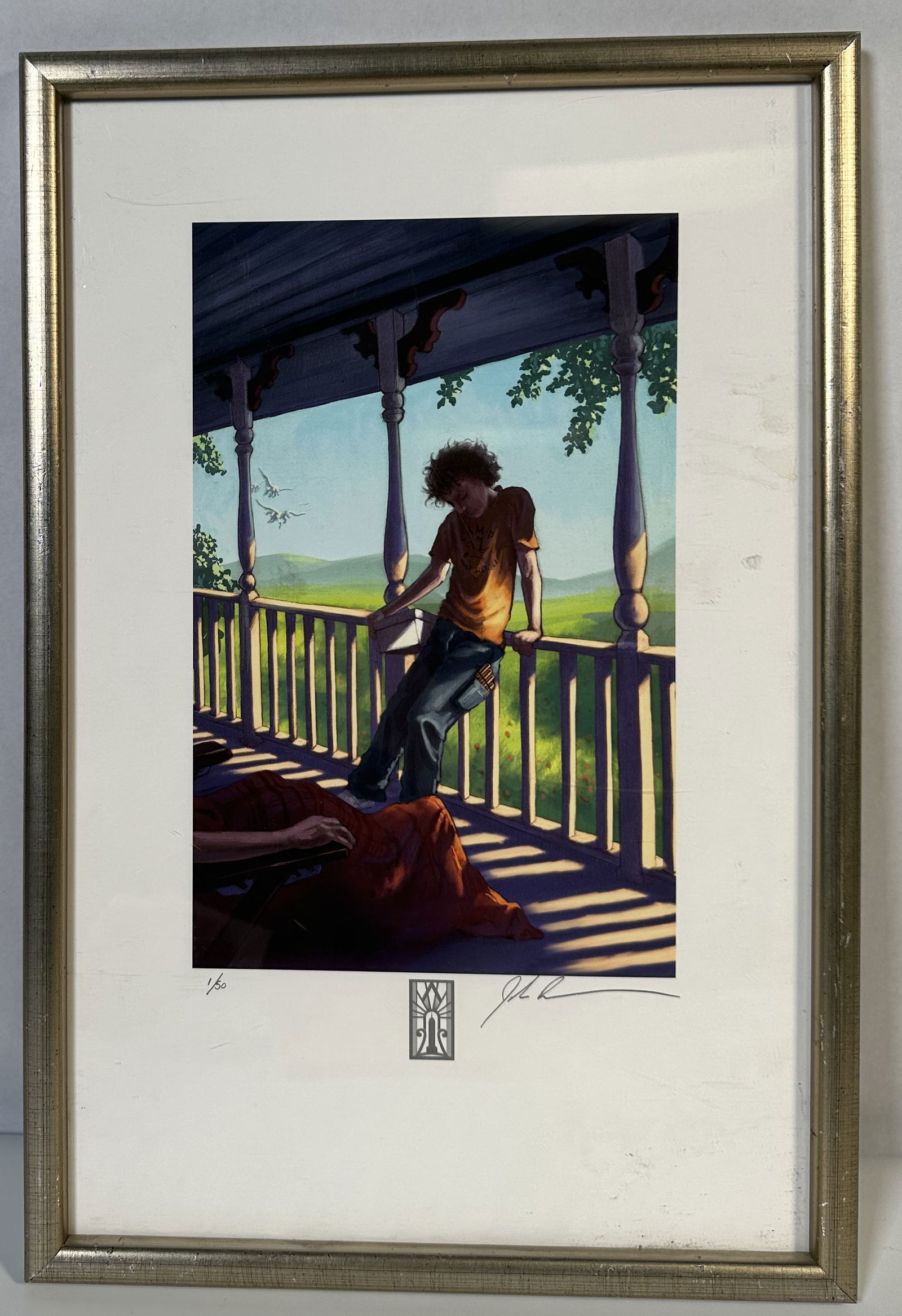 John Rocco Grover on Porch Percy Jackson from 2009 Deluxe Edition 1 of 50: John Rocco Grover on Porch Percy Jackson from 2009 Deluxe Edition 1 of 50 Limited Edition signed print by John Rocco of Grover Underwood from Percy Jackson and the Olypians Lightning Thief from 2000.F