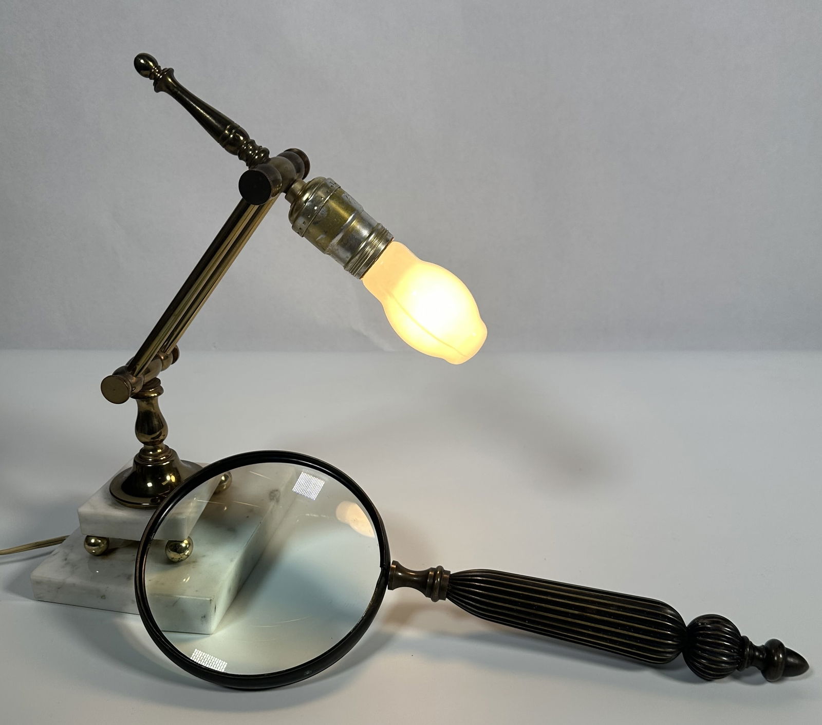 Marble Based Table Lamp and Oversized Magnifying Glass (1 of 8)