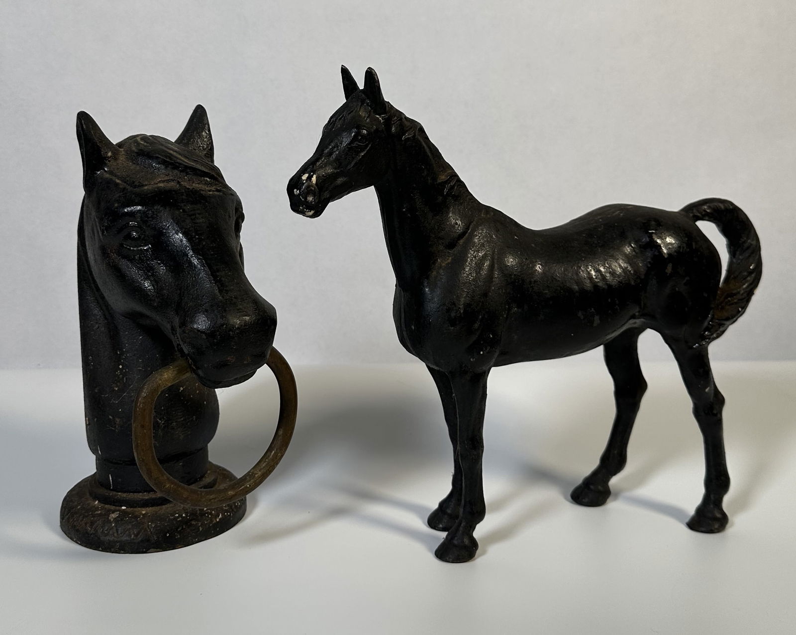 Two Black Iron Horse Figural Objects (1 of 8)