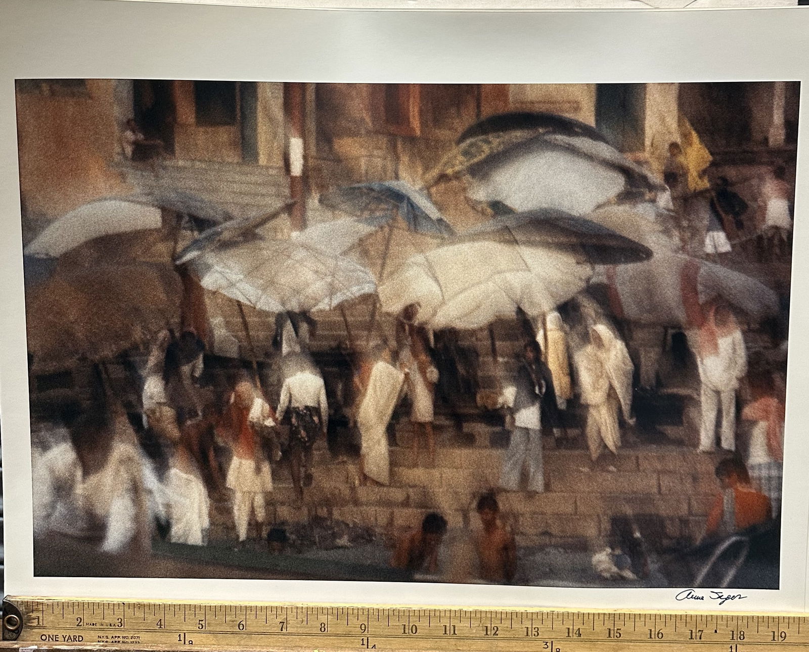 Anne Sager Four 16 x 20 Photographs of India: Anne Sager Four 16 x 20 Photographs of India Group of large color photographs of India depicting elephants and daily scenes. Two of the photos are signed.Anne Sager is a contemporary photographer kno