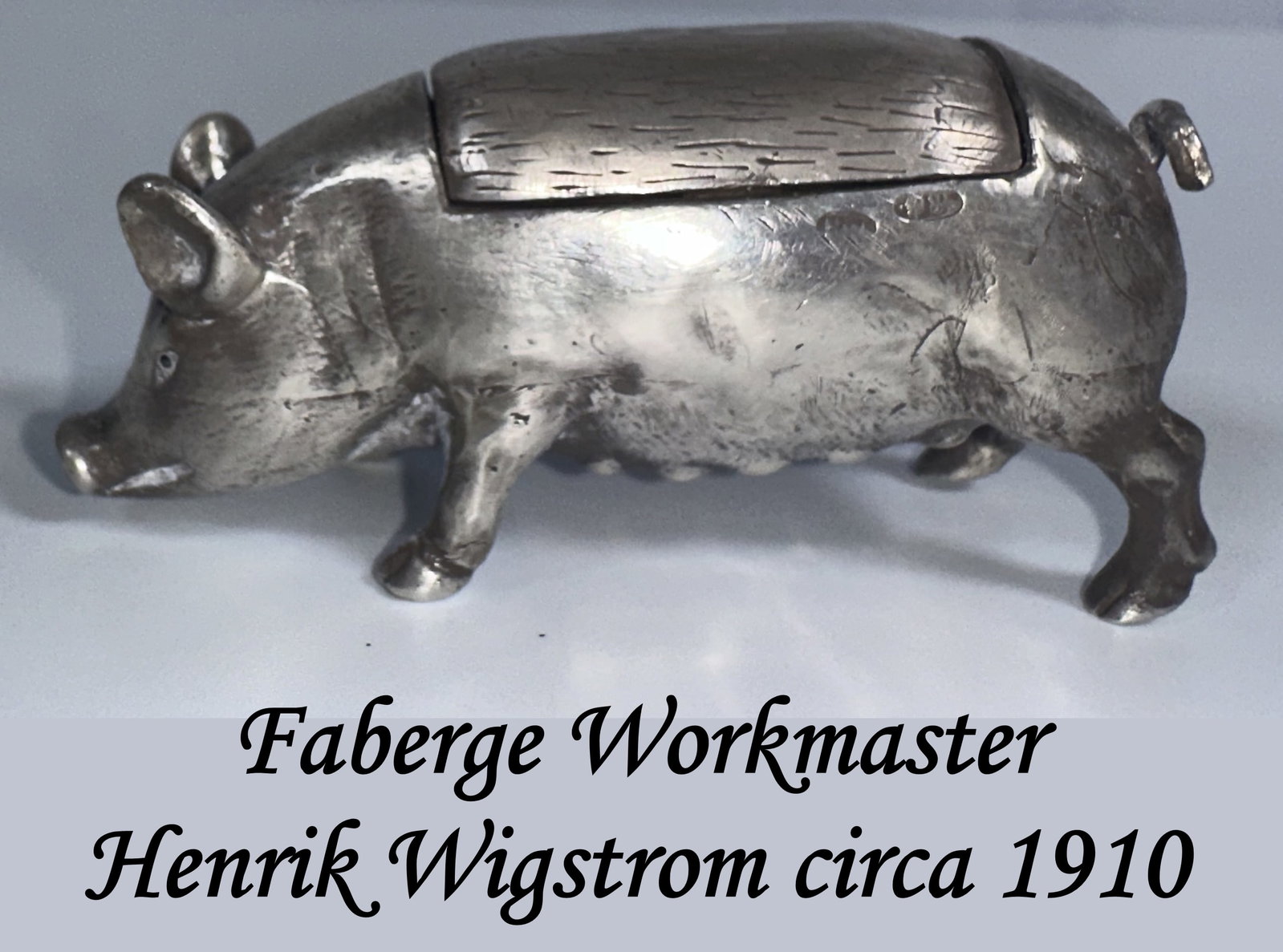 Faberge Workmaster Henrik Wigstrom 1910 Figural Silver Snuff Box (1 of 9)