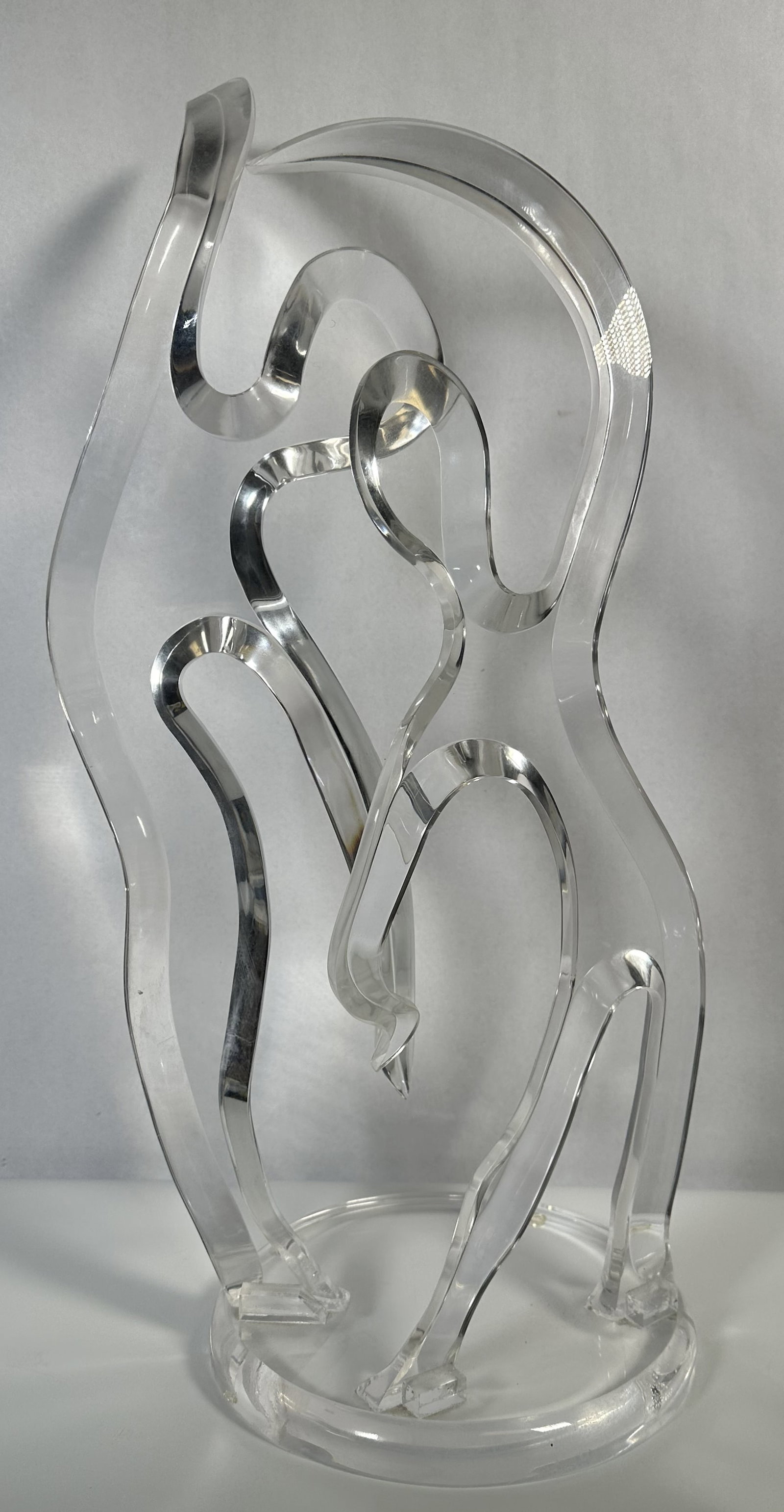 Circa 1970s HIVO VAN TEAL Signed Acrylic Sculpture DANCE OF LIFE. 27 Inches: Circa 1970s HIVO VAN TEAL Signed Acrylic Sculpture DANCE OF LIFE. 27 Inches This is an original Dance of Life mid-century abstract Lucite sculpture designed by Cuban-American artist Hivo Van Teal. Art