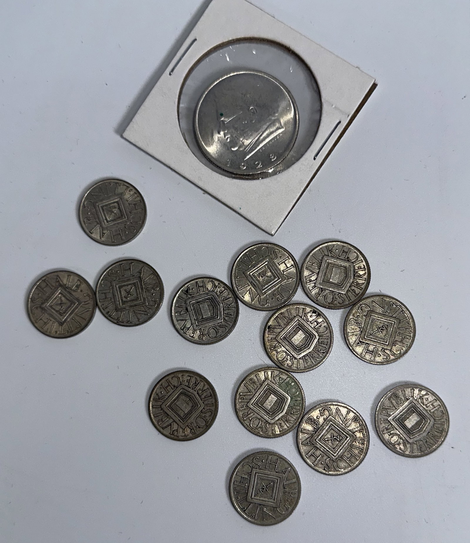 13 half Shillings and 2 Shilling Silver Coins Weimar Republic (1 of 2)
