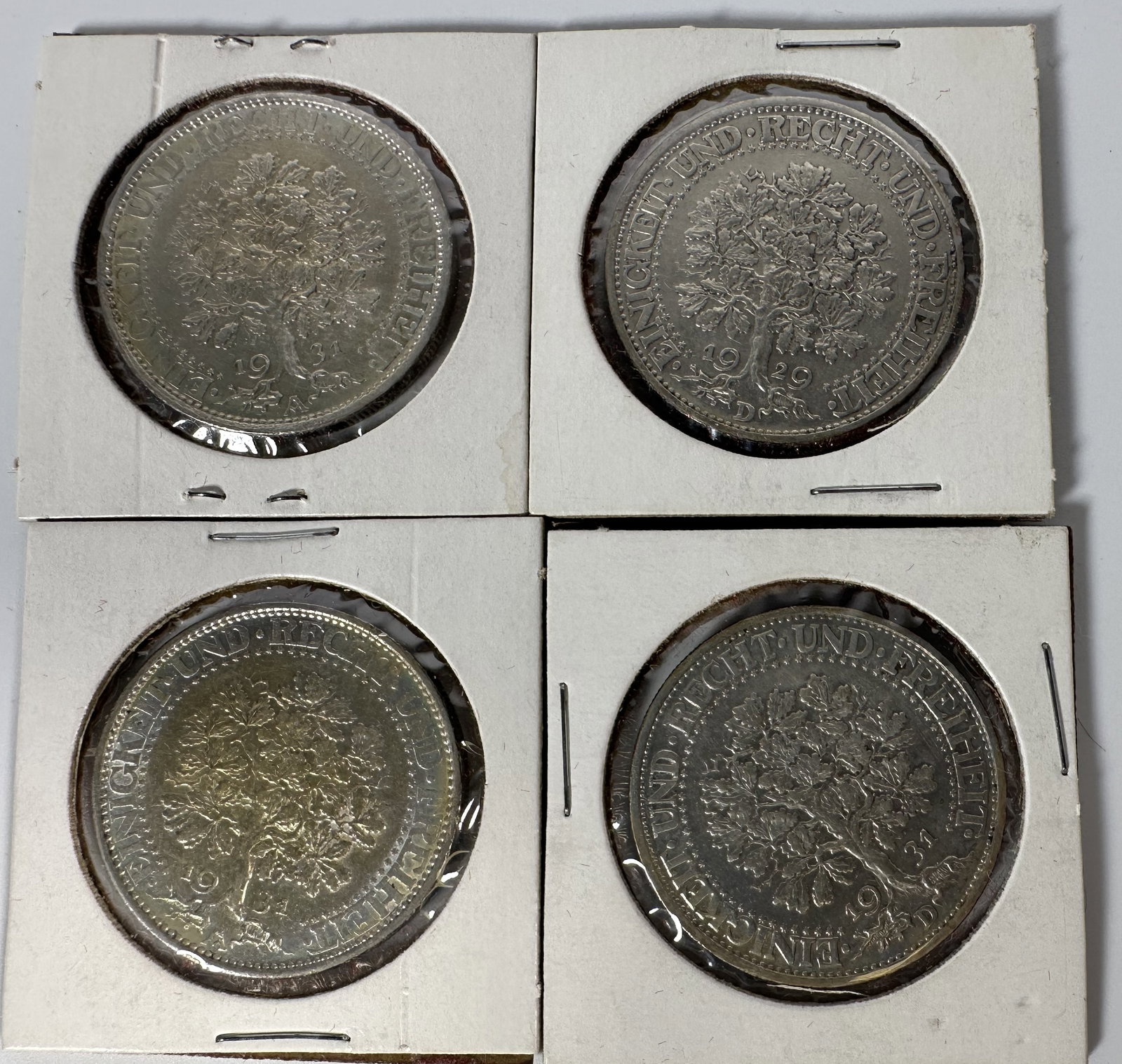 Four Weimar Republic 5 Mark Coins 1929 and 1931 (1 of 2)