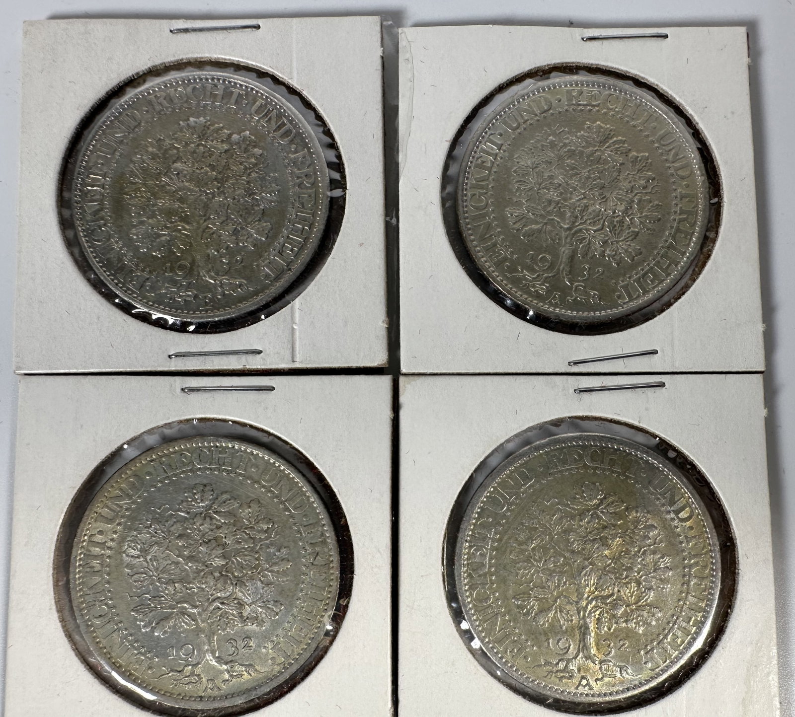 Four Weimar Republic 5 Mark Coins 1932 (1 of 2)