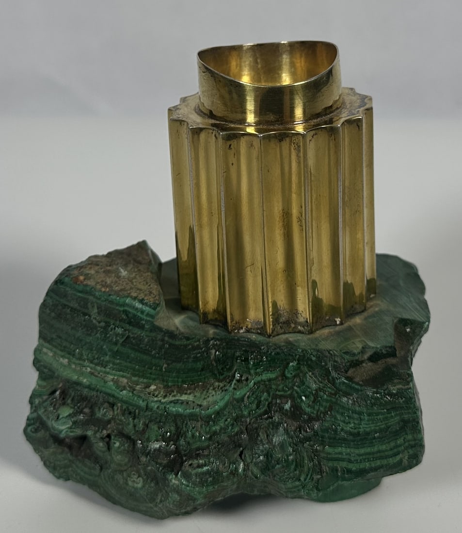 M. Vitale Gilt Sterling Silver and Malachite Candle Holder (1 of 8)