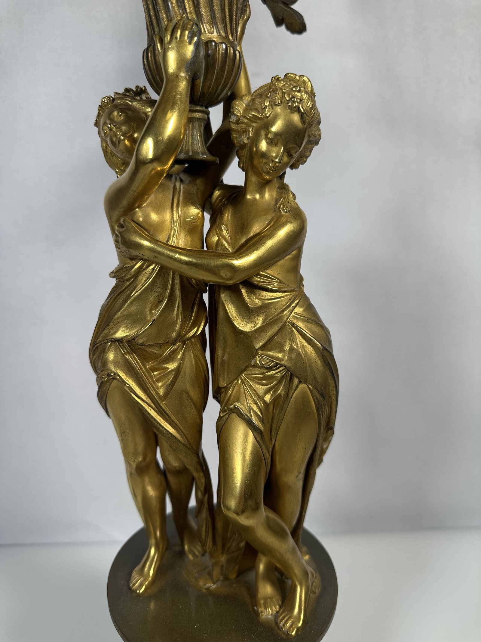 Antique French Empire Gilt and Patinated Bronze Candelabra Table Lamp (1 of 14)