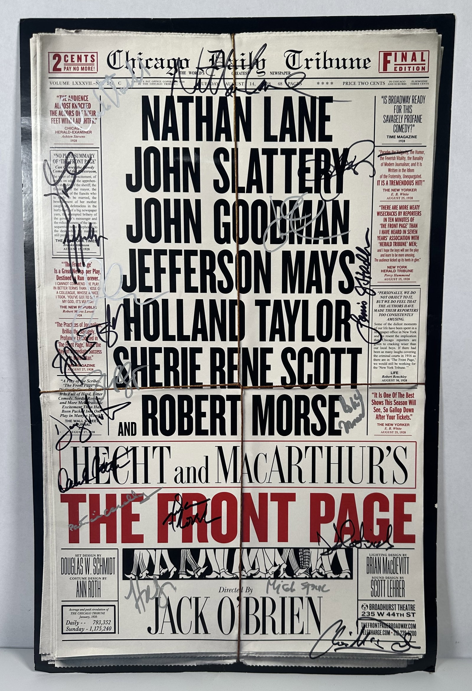 Cast Signed Lobby Card Nathan Lane The Front Page 2016 Broadhurst Theater: Cast Signed Lobby Card Nathan Lane The Front Page 2016 Broadhurst Theater This is a cast signed lobby card for the 2016 play The Front Page at the Broadhurst Theater. This card features signatures