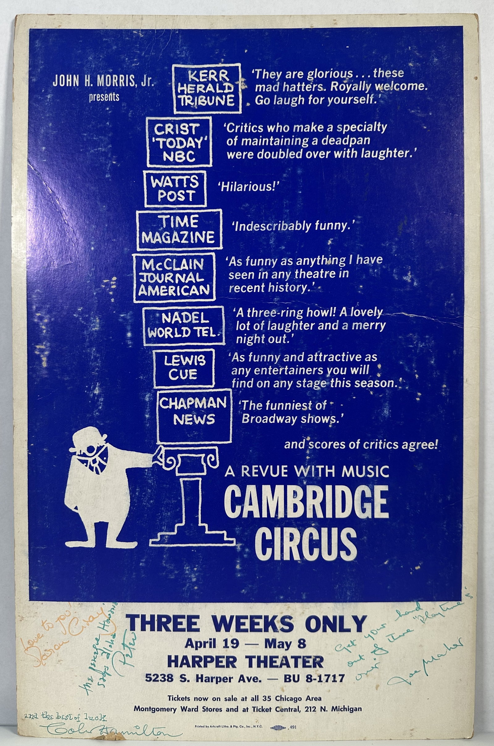 Signed Lobby Card 1964 Cambridge Review - Pre-Monty Python: Signed Lobby Card 1964 Cambridge Review - Pre-Monty Python This is the lobby card for Cambridge Review from 1964. This play included Graham Chapman and John Cleese well before their Monty Python days.