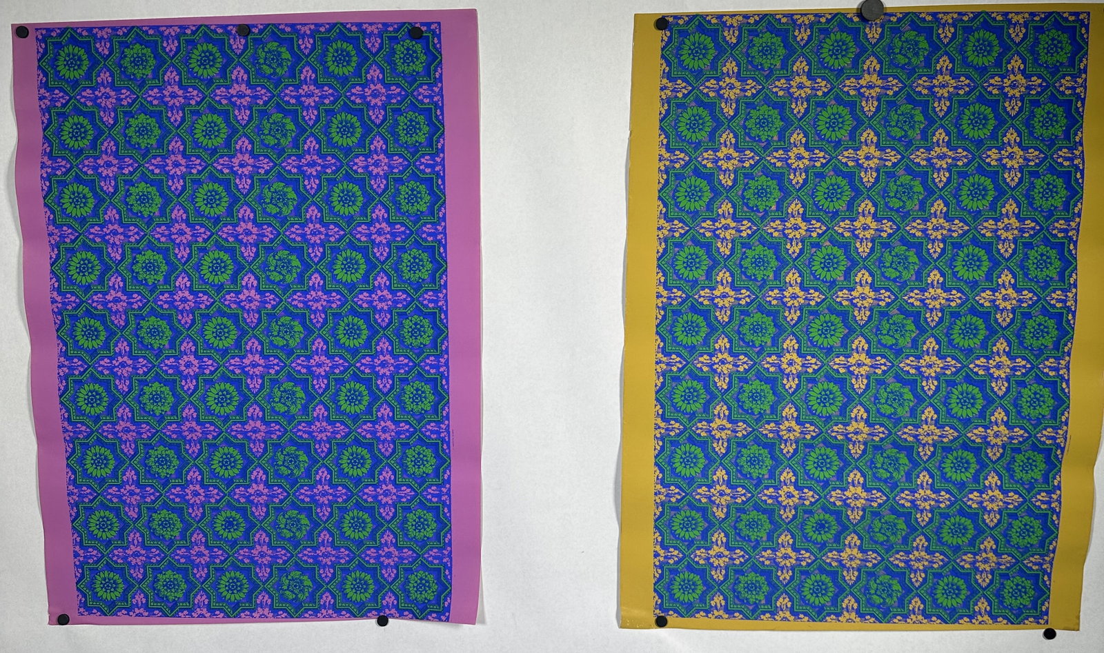 Two Psychadelic Prints on Paper Very Colorful Patterns (1 of 9)