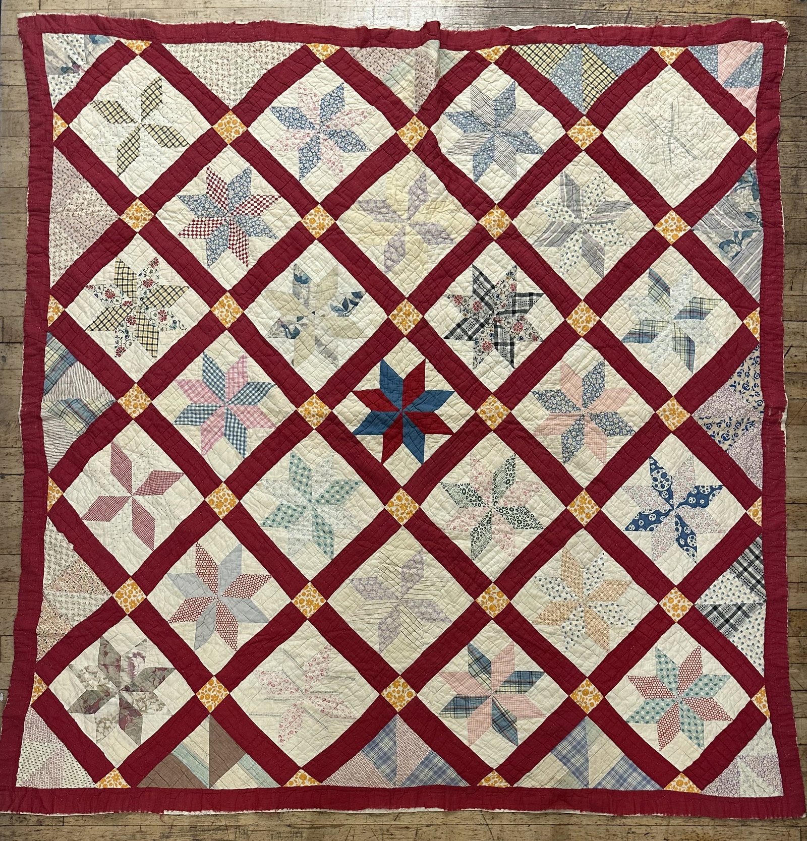 Vintage Patchwork Star Quilt 69 x 68 (1 of 8)