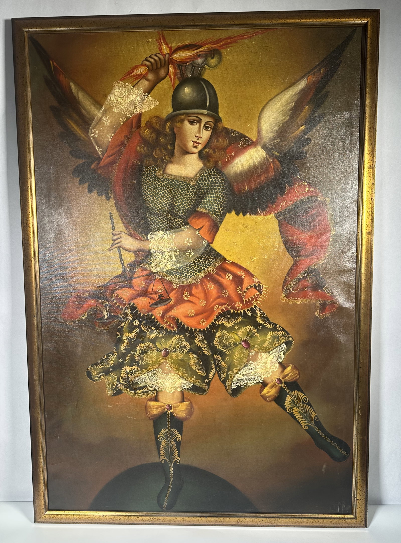 Large Cusco style Painting of St Michael (1 of 4)