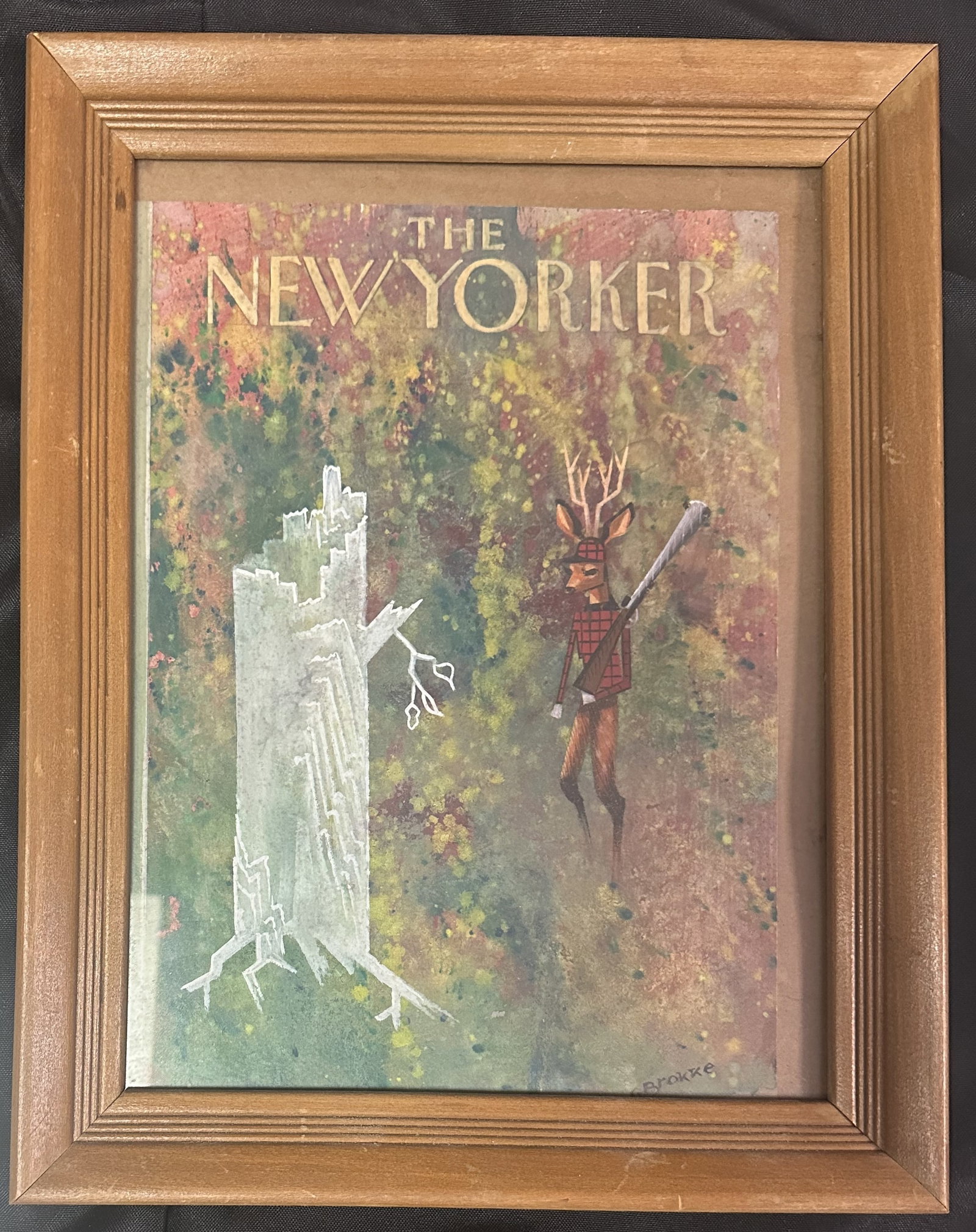 Cees Brokke New Yorker Cover Mock-Up 8 1/2 x 11: Cees Brokke New Yorker Cover Mock-Up 8 1/2 x 11 Mid-century mock up of a New Yorker magazine cover by Cees, Brokke, framed. Cees Brokke (born 1920) was a native of the Netherlands who later