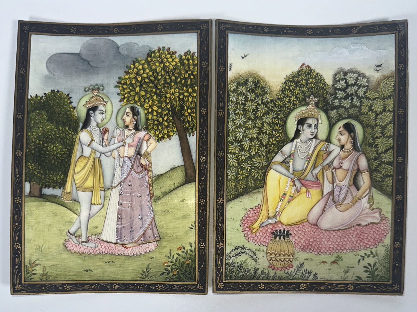Pair Indian Miniature Portraits with Radha and Krishna (1 of 4)