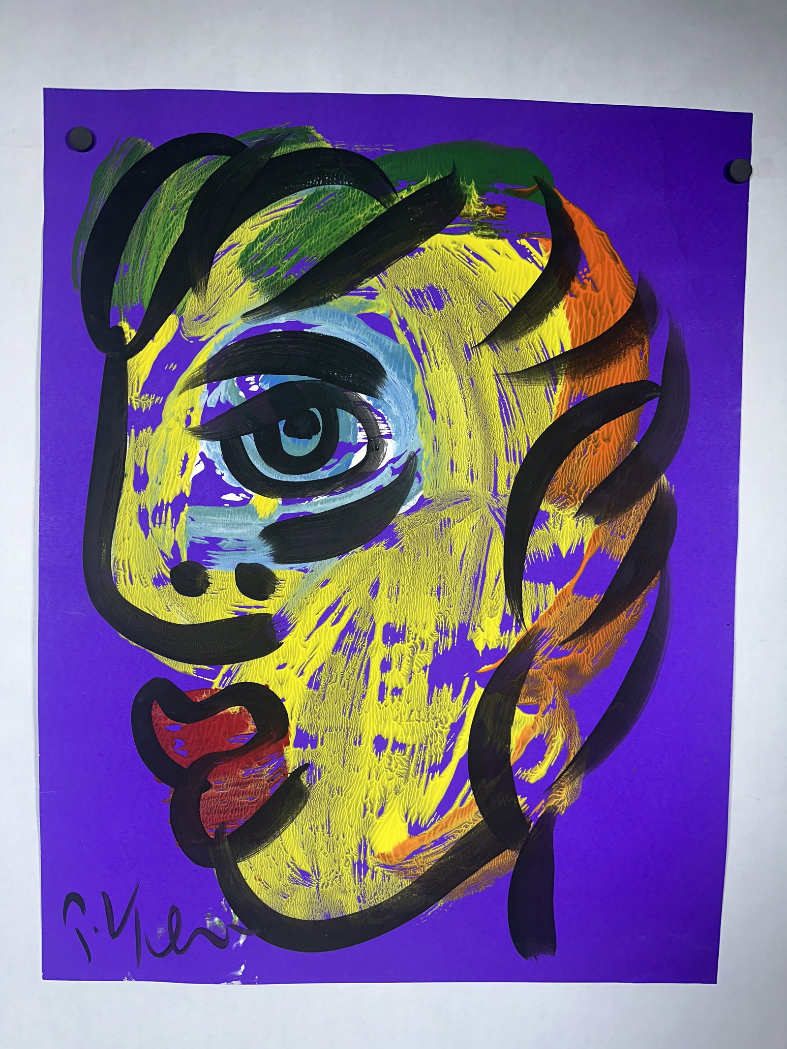 Peter Keil Painting of an Abstract Face on Paper (1 of 3)