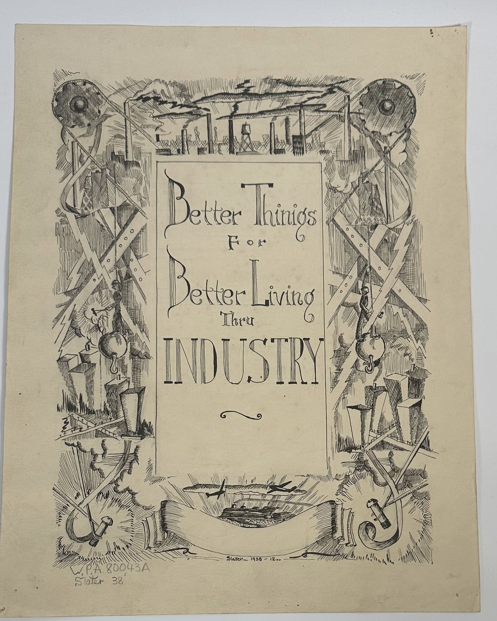 Pen and Ink on Paper Better Things for Better Living Thru Industry 1938 WPA (1 of 6)