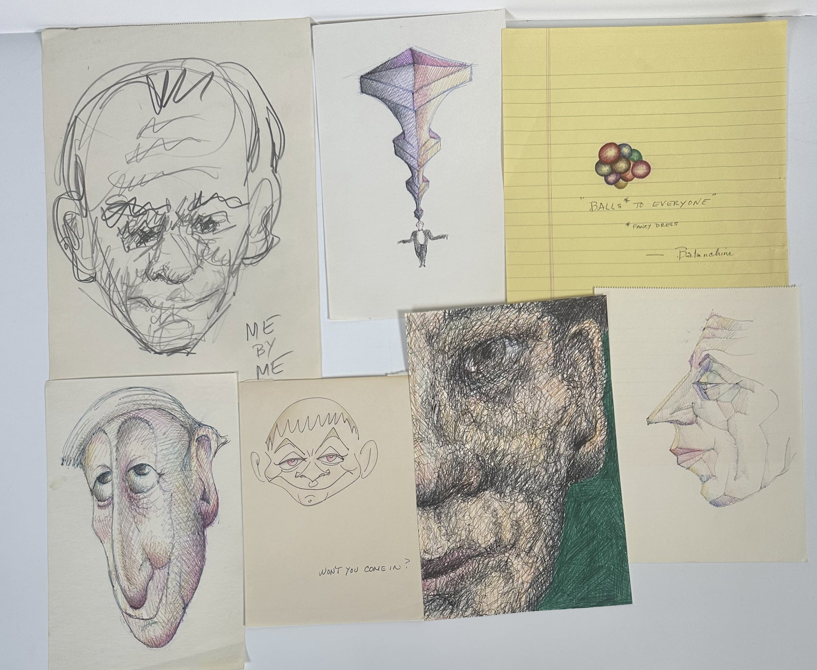 Frank Loesser Drawings and Sketches Group of 7: Frank Loesser Drawings and Sketches Group of 7 This lot came from the collection of an avid Broadway memorabilia collector. Group of 7 sketches by prominent Broadway songwriter Frank Loesser. The